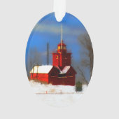 Grande peinture rouge de phare - art original (dos)