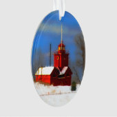 Grande peinture rouge de phare - art original (devant)