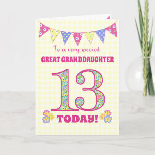 Grande Petite-fille 13e Anniversaire Carte Primros