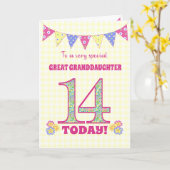 Grande Petite-fille 14e Anniversaire Carte Primros (Fleur jaune)