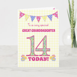 Grande Petite-fille 14e Anniversaire Carte Primros