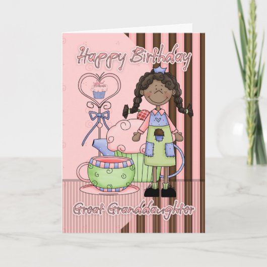 Grande Petite-fille mignonne carte d'anniversaire  (Devant)
