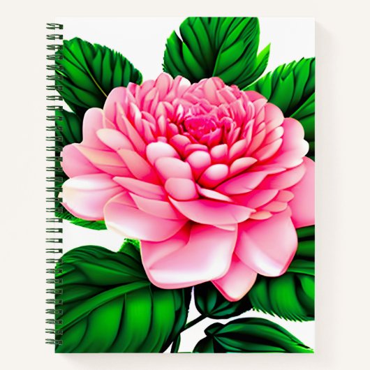 Grande pivoine rose avec Emerald Green Journal Feu (Devant)