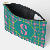 Grande pochette initiale de Zipper Gras Plaid (Ouvrir)