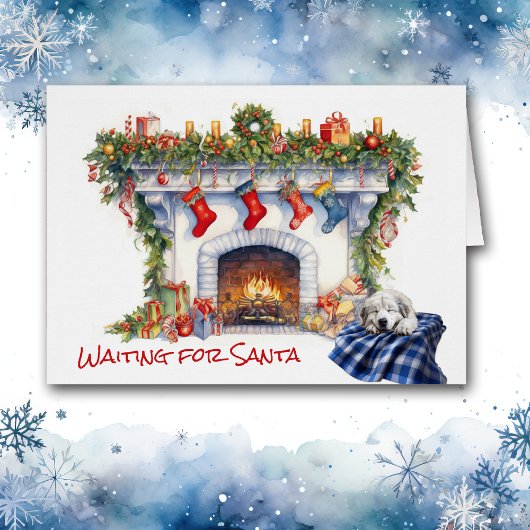 Grande Pyrénées Puppy Fireplace Père Noël