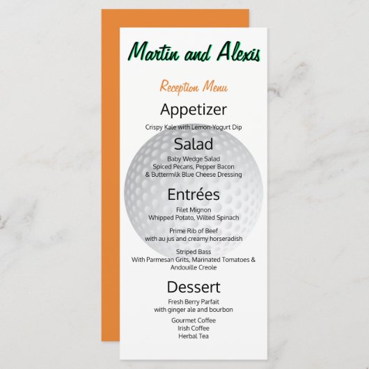 Grande Réception Fabulous Ball Golfer Menu (Devant / Derrière)