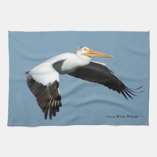 Grande serviette de cuisine Pelican blanc (Horizontal)