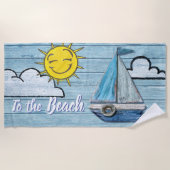 Grande serviette de plage à la plage (Devant)