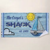 Grande serviette de plage Shack nommé fait sur (Devant)