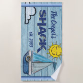 Grande serviette de plage Shack nommé fait sur (Devant)