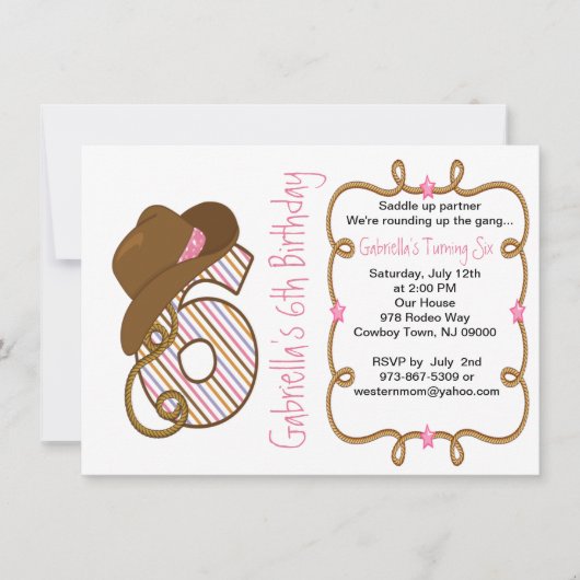 Grande six invitations occidentale d'anniversaire (Devant)