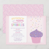 Grande Soeur Rose Cupcake Baby Sprinkl Invitation (Devant / Derrière)
