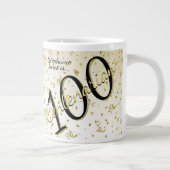 Grande Tasse 100 ans Centenaire Anniversaire Noir/Or Texte (Droite)
