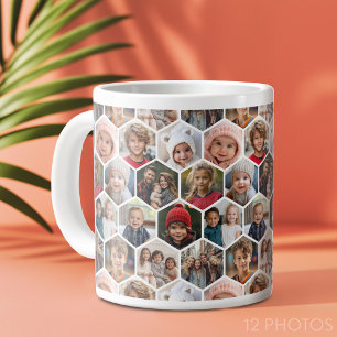 Grande Tasse 12 Collage de photos - motif hexagonal funky