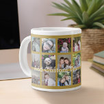 Grande Tasse 12 Collage photo avec Arrière - plan or<br><div class="desc">Ajoutez vos photos préférées à ce modèle amusant. Vous pouvez utiliser des photos Instagram ou n'importe quelle photo pour cette grille.</div>