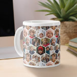 Grande Tasse 12 Photo Collage - motif hexagone funky<br><div class="desc">Les photos carrés fonctionnent mieux avec ce modèle. Ajoutez vos photos préférées à ce modèle amusant. Vous pouvez utiliser des photos carrés ou n'importe quelle photo pour cette grille.</div>