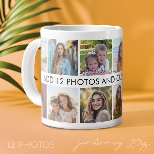 Grande Tasse 12 photos en collage avec une ligne de texte au ce