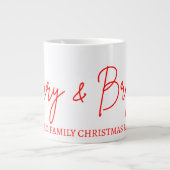 Grande Tasse 2025 Modern Merry and Bright Red Pink Christmas (Devant)
