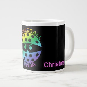 Grande Tasse 20oz Rainbow pickleball ninja avec nom