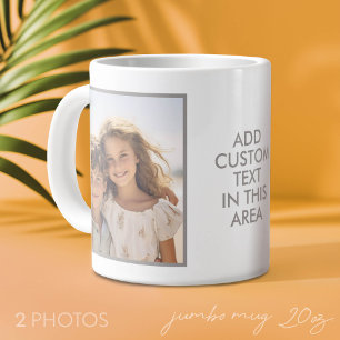 Grande Tasse 2 Collage de photos - Bordure grise simple et text