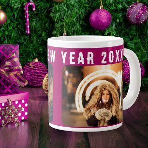 Grande Tasse 2 Collage de photos Violet Bonne Année 2025