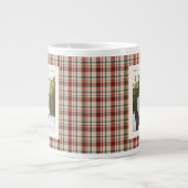 Grande Tasse 2 Photo Rustic Green Red Plaid Monogram Christmas (Devant)