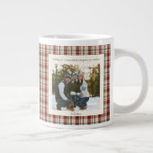 Grande Tasse 2 Photo Rustic Green Red Plaid Monogram Christmas (Droite)