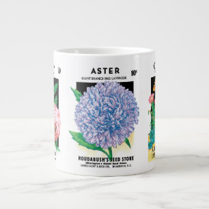 Grande Tasse 3 Fleurs différentes d'art d'étiquette d'illustrat