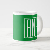 Grande Tasse 3 Initiales Monogramme | Vert & Blanc (Devant droit)