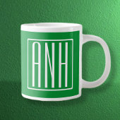 Grande Tasse 3 Initiales Monogramme | Vert & Blanc