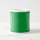 Grande Tasse 3 Initiales Monogramme | Vert et blanc (Devant)