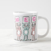 Grande Tasse 3 Lettre Nom Fun Rabbits Design (Droite)