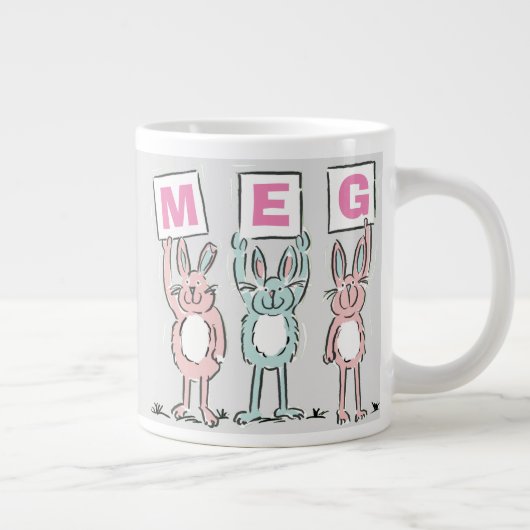 Grande Tasse 3 Lettre Nom Fun Rabbits Design (Droite)