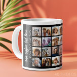 Grande Tasse 40 Collage de photos - 4 lignes 10 colonnes - Nom<br><div class="desc">Une simple grille photo avec beaucoup de photos pour toutes vos photos de téléphone. Ce collage design branché comprend un lieu pour quarante photos ou des moments forts. Le texte de script optionnel en bas peut être utilisé pour les noms, les événements, les dates et plus ! Si vous devez...</div>