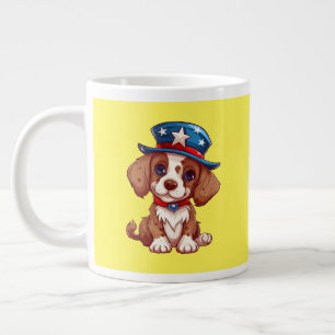 Grande Tasse 4 juillet Chiot mignon avec Casquette américain-71