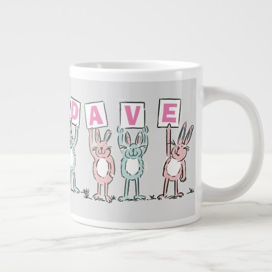 Grande Tasse 4 Lettre Nom Fun Rabbit Design (Droite)