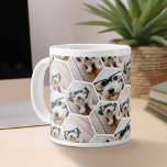 Grande Tasse 4 Photo Collage - motif hexagone funky<br><div class="desc">Les photos carrés fonctionnent mieux avec ce modèle. Ajoutez vos photos préférées à ce modèle amusant. Vous pouvez utiliser des photos carrés ou n'importe quelle photo pour cette grille.</div>