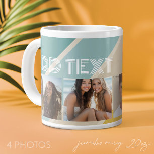 Grande Tasse 4 Photo motif à rayures rétro nom funky