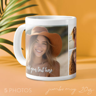 Grande Tasse 5 Photo Collage - Mod Minimal avec texte de script