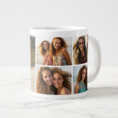 Grande Tasse 5 Photo Collage - Mod Minimal avec texte de script (Devant droit)