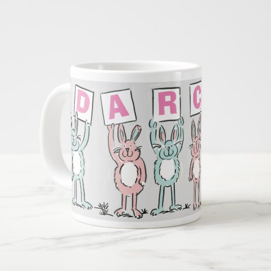 Grande Tasse 6 Nom Lettre Avec Lapins Amusants (Devant gauche)