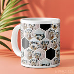 Grande Tasse 6 Photo Collage - motif hexagone funky<br><div class="desc">Les photos carrés fonctionnent mieux avec ce modèle. Ajoutez vos photos préférées à ce modèle amusant. Vous pouvez utiliser des photos carrés ou n'importe quelle photo pour cette grille.</div>