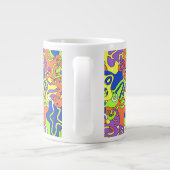 Grande Tasse Abstract Neon Doodle Maze Pattern (Dos)
