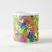Grande Tasse Abstract Neon Doodle Maze Pattern (Devant)
