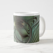 Grande Tasse Abstrait Olive Sage Green Grey Fractal Art Imagina (Devant droit)