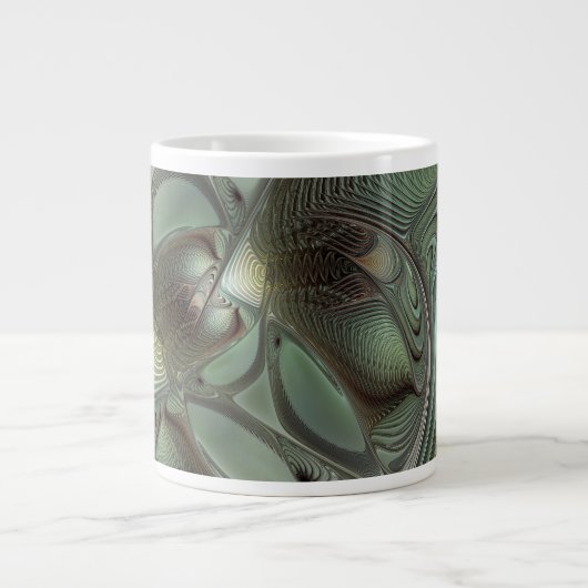 Grande Tasse Abstrait Olive Sage Green Grey Fractal Art Imagina (Devant)
