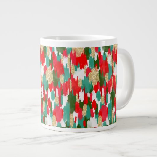 Grande Tasse Abstrait rouge et vert (Devant droit)