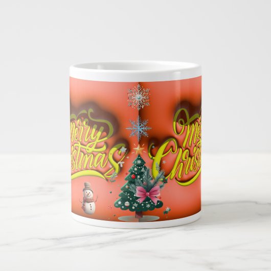 Grande Tasse AD 024 - Graphisme numérique de Noël joyeux Noël (Devant)