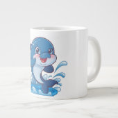 Grande Tasse "Adorable Dauphin de Dessin Dauphin Splashing in J (Devant droit)