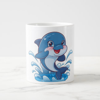Grande Tasse "Adorable Dauphin de Dessin Dauphin Splashing in J